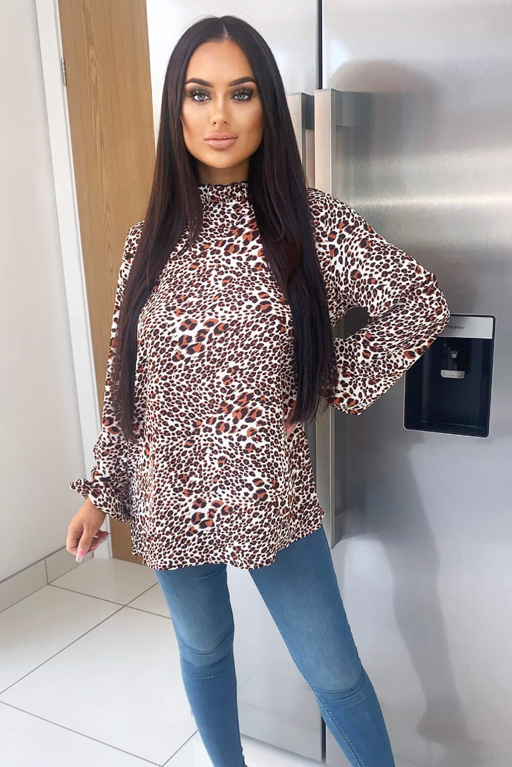 Multi Printed Ruffle High Neck Top - Swimclubus