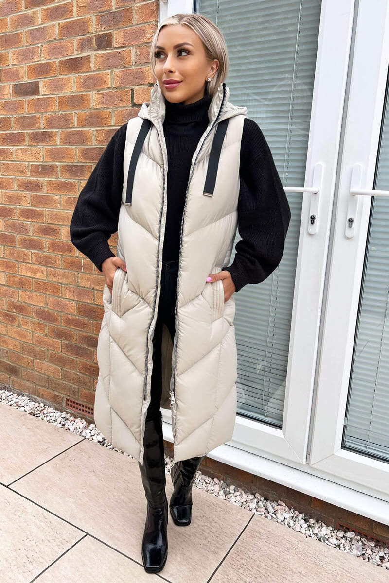 Oyster Hooded Puffer Gilet - Swimclubus
