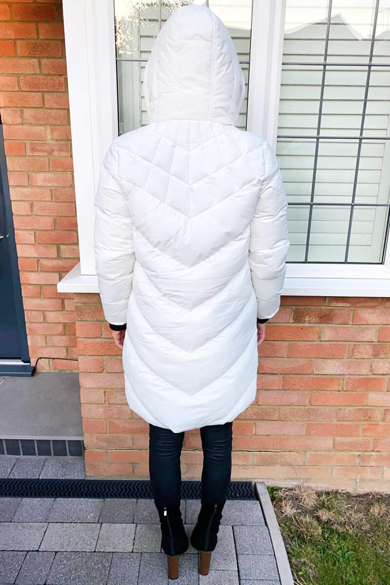 Cream Longline Padded Coat - Swimclubus