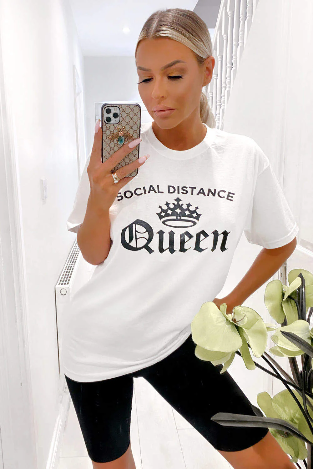 White Social Distance Queen Tee - Swimclubus