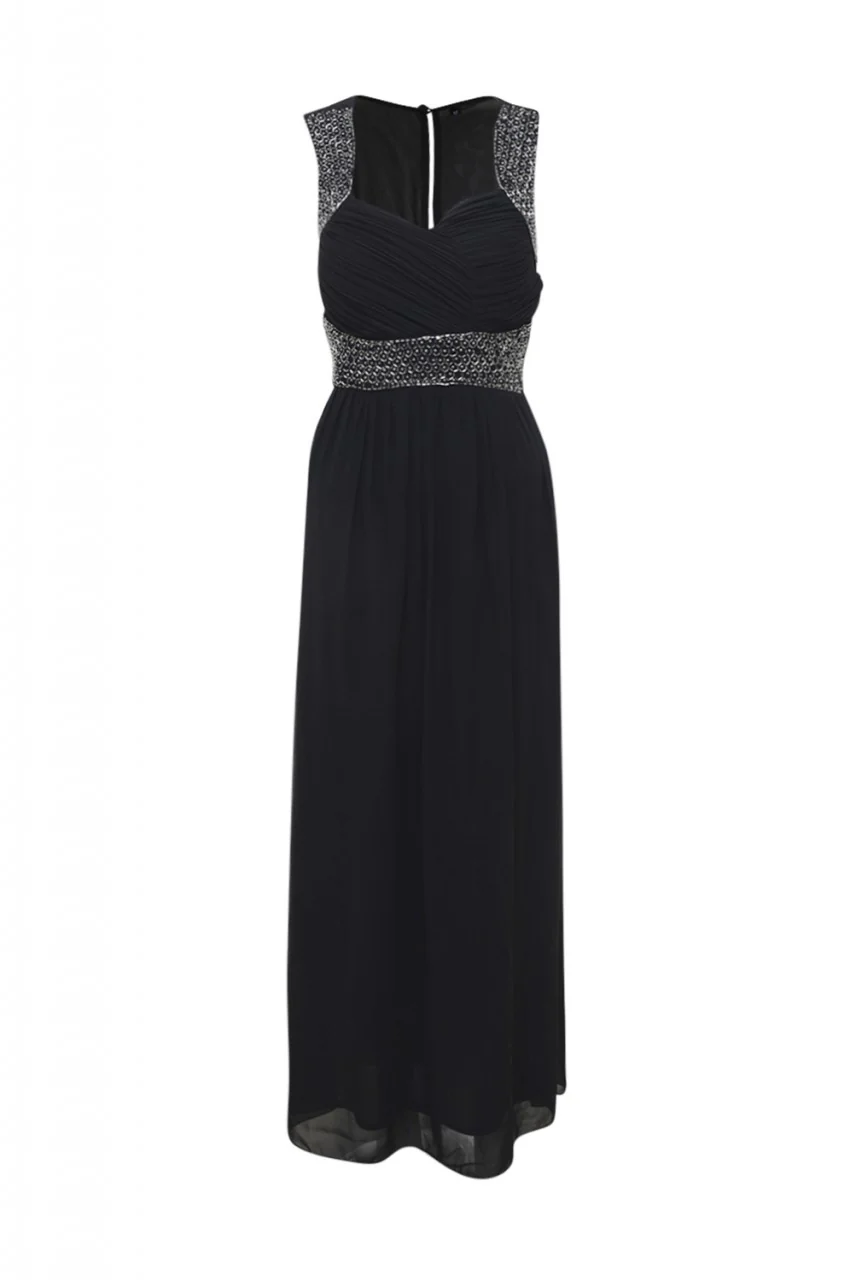 Black Embellished  Chiffon   Maxi Dress - Swimclubus