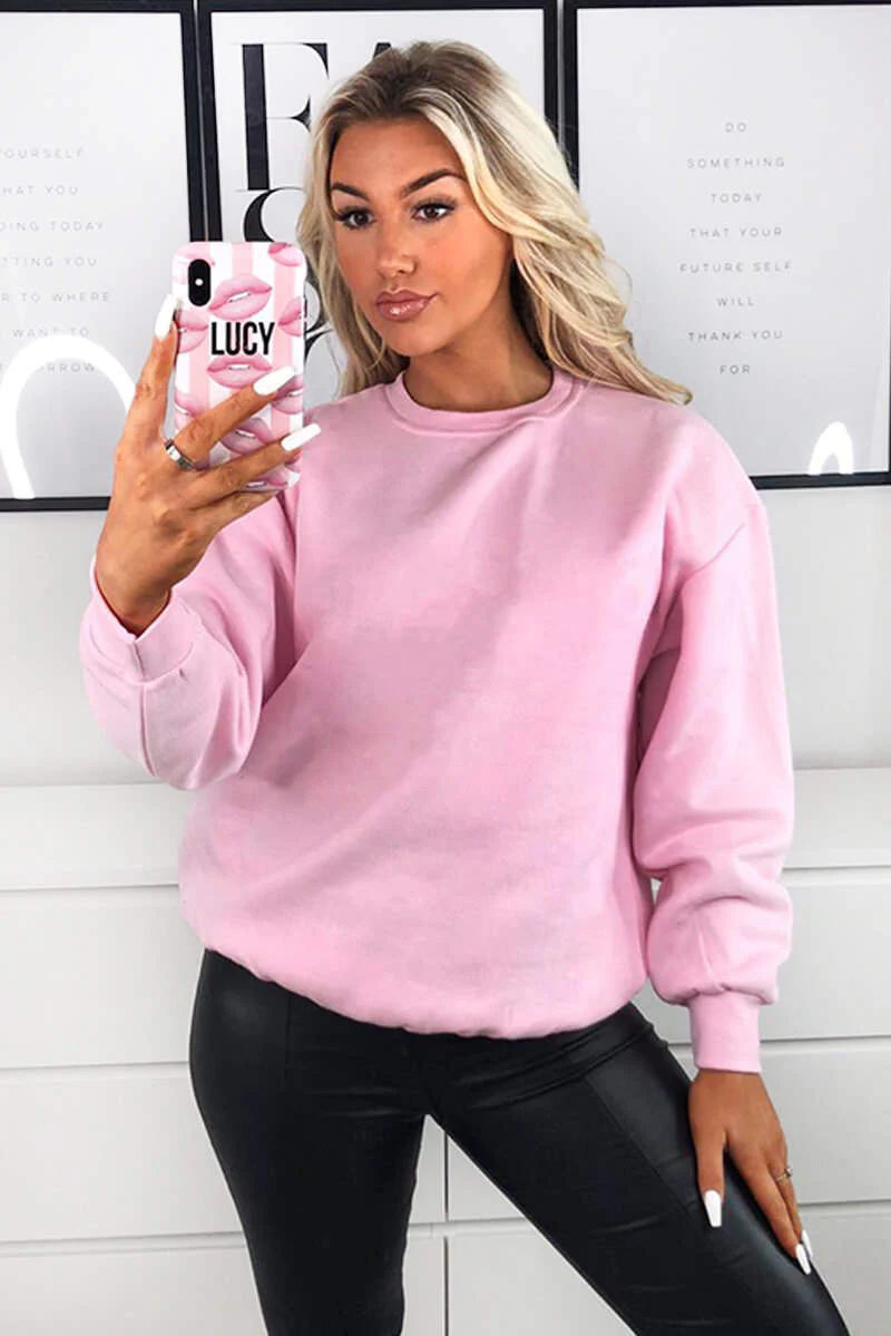 Pink Oversized Sweatshirt - Swimclubus