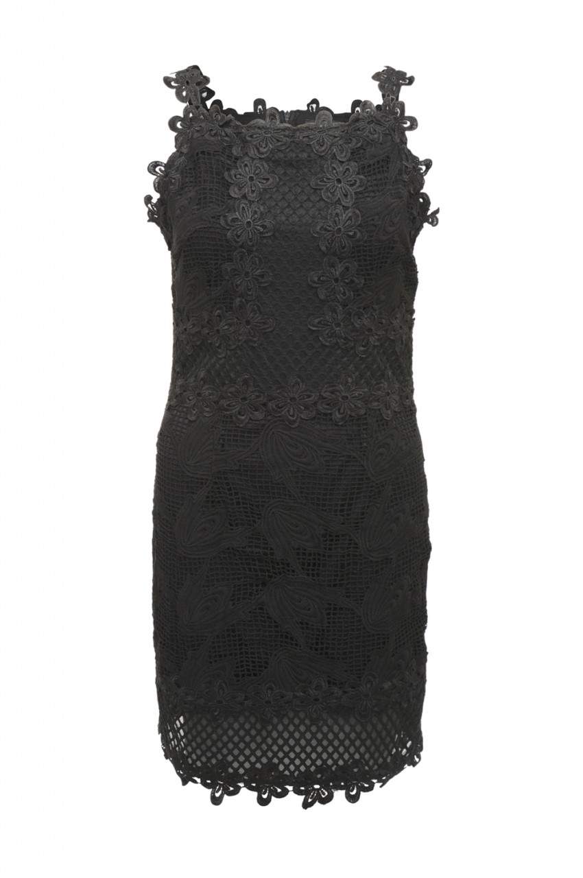 Black  Mini Dress with Lattice Crochet Detail - Swimclubus
