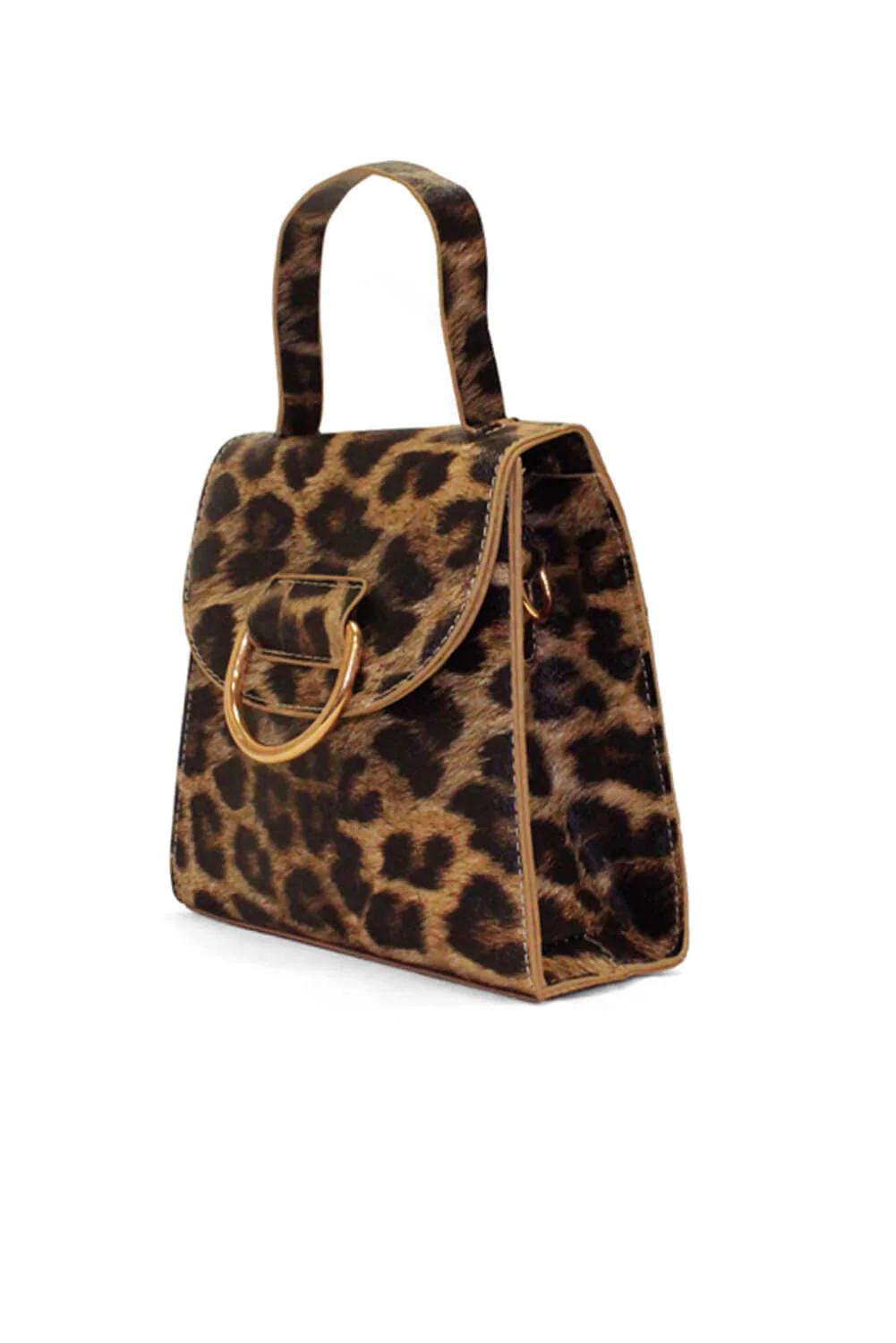 Leopard Mini Patent Bag With Gold Ring - Swimclubus