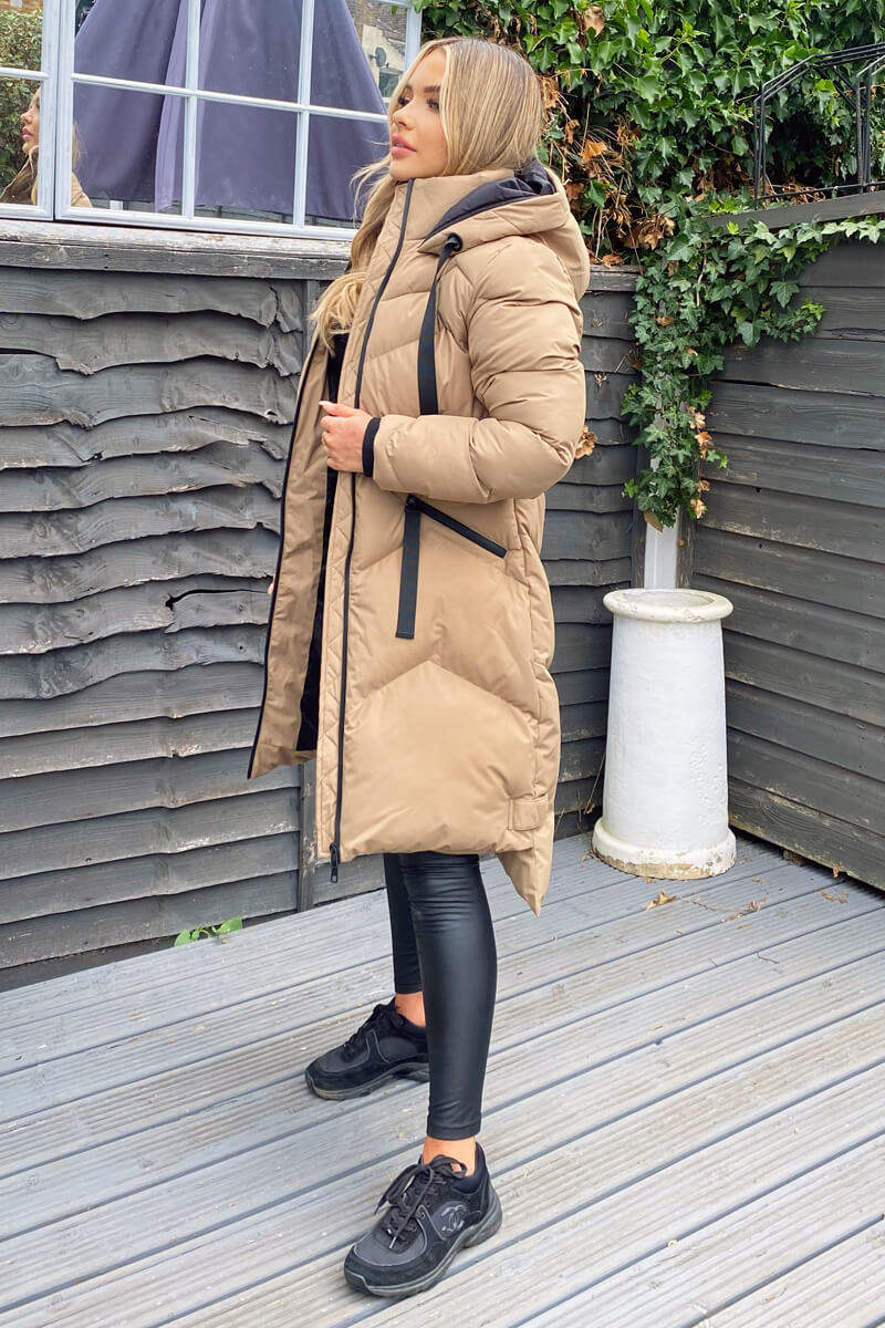 Biscuit Hooded Long Line Puffer Coat - Swimclubus