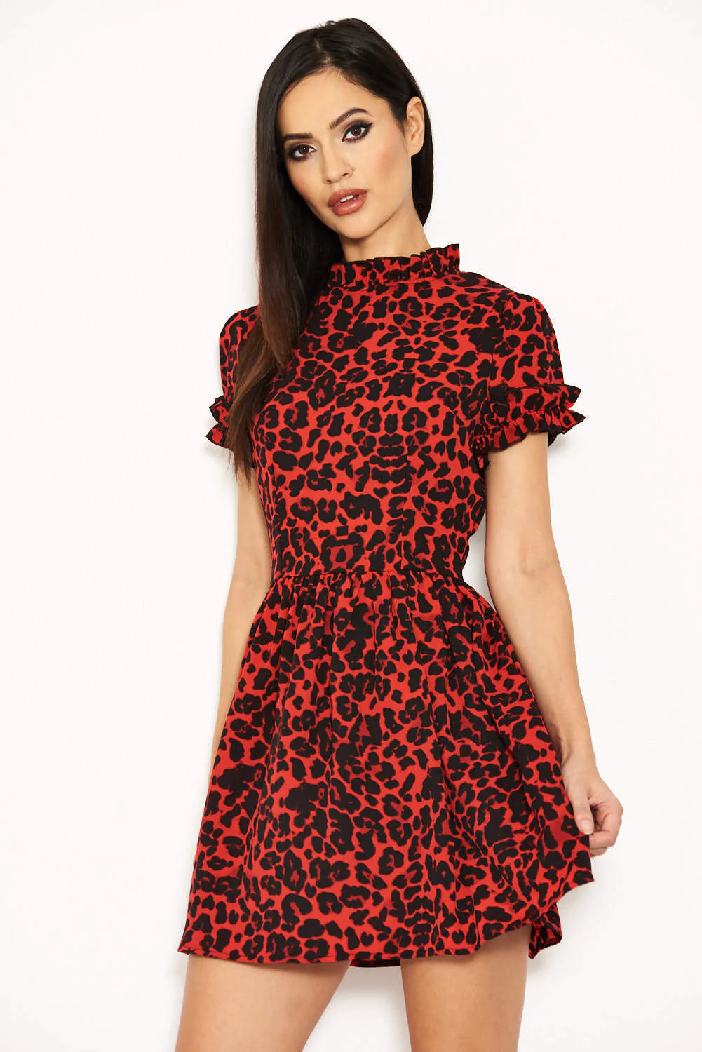 Red Leopard Day Dress - Swimclubus