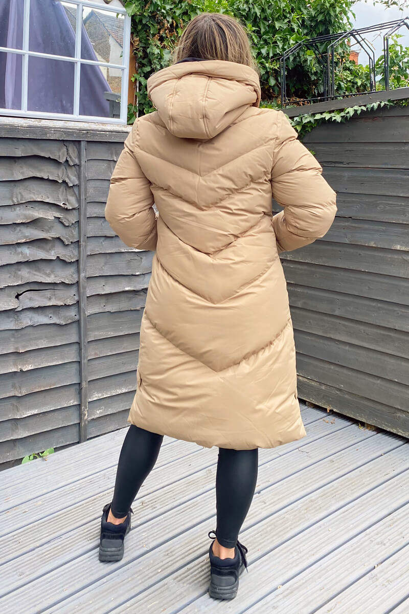 Biscuit Hooded Long Line Puffer Coat - Swimclubus
